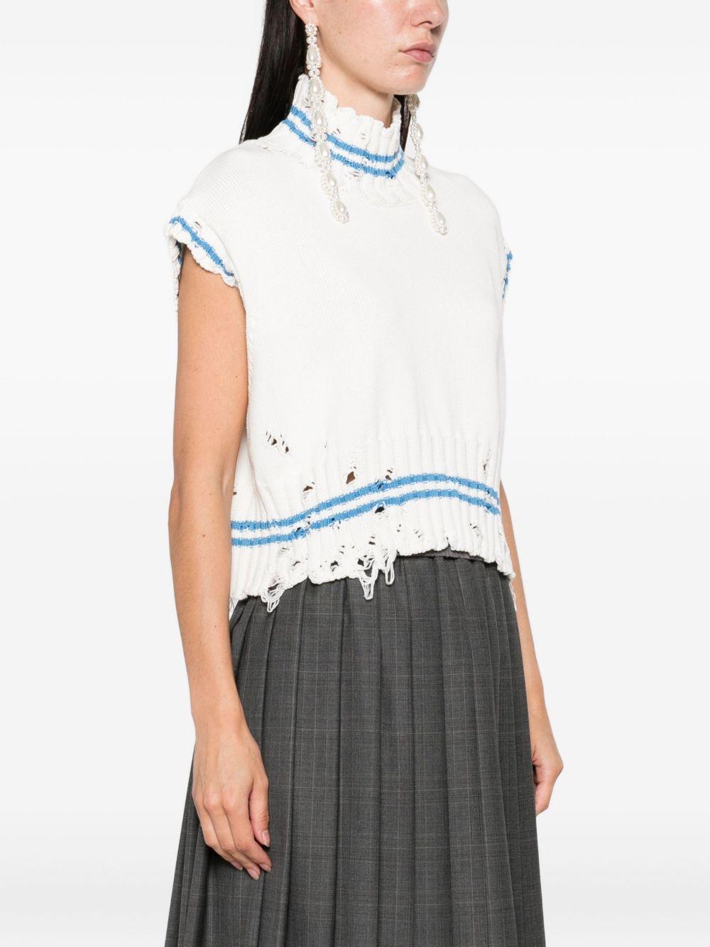 Top in maglia con orlo sfilacciato in bianco Marni - donna 