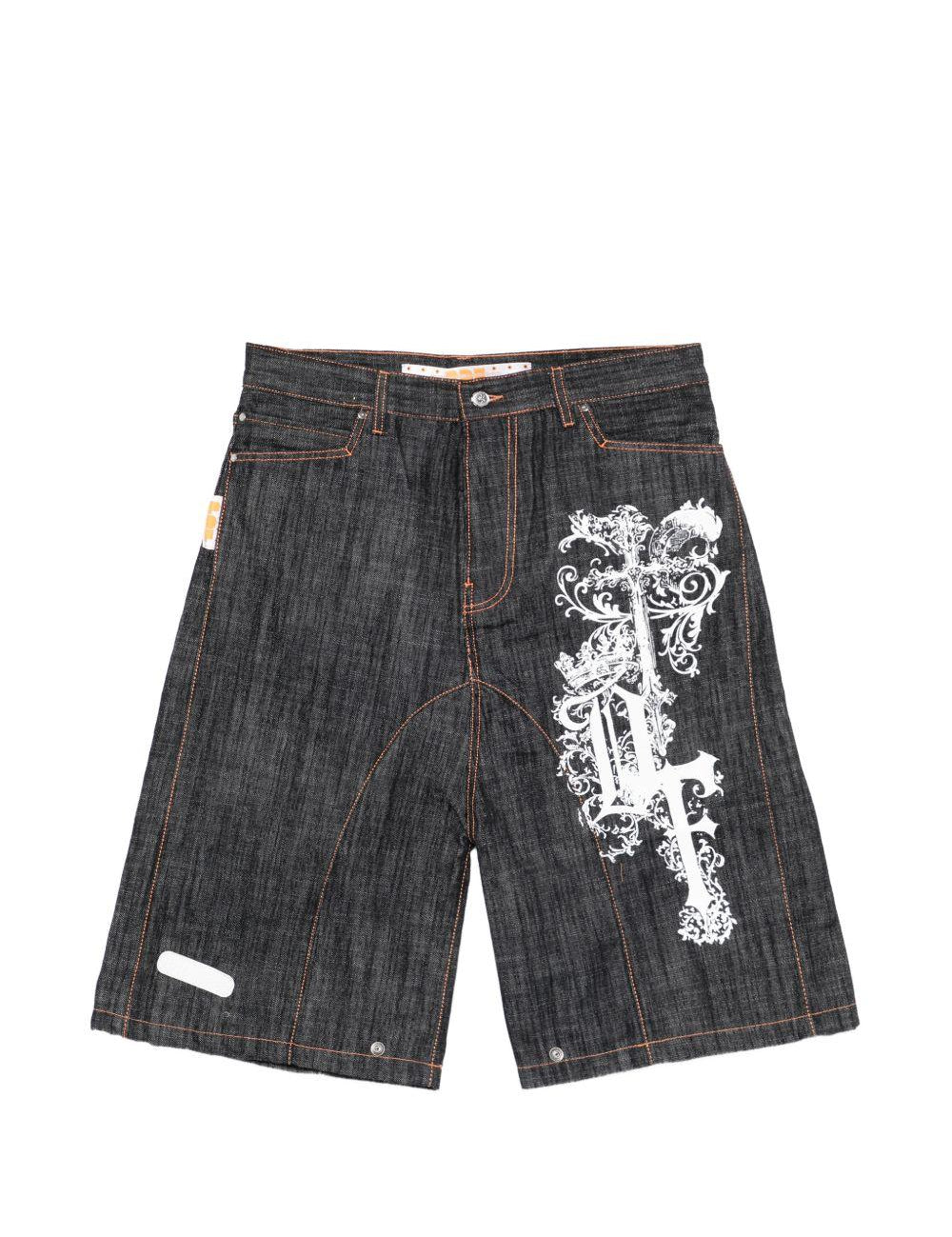 Shorts denim con stampa grafica in blu Pdf - uomo 