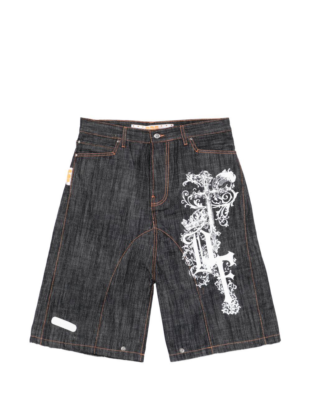 Shorts denim con stampa grafica in blu Pdf - uomo 