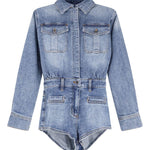 Tuta in denim con cristalli in blu Self-portrait - donna 