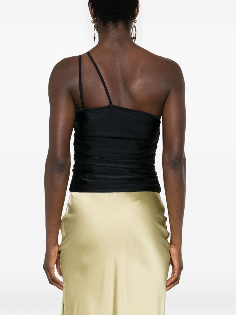 Top asimmetrico con cut-out in nero - donna 