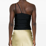 Top asimmetrico con cut-out in nero - donna 
