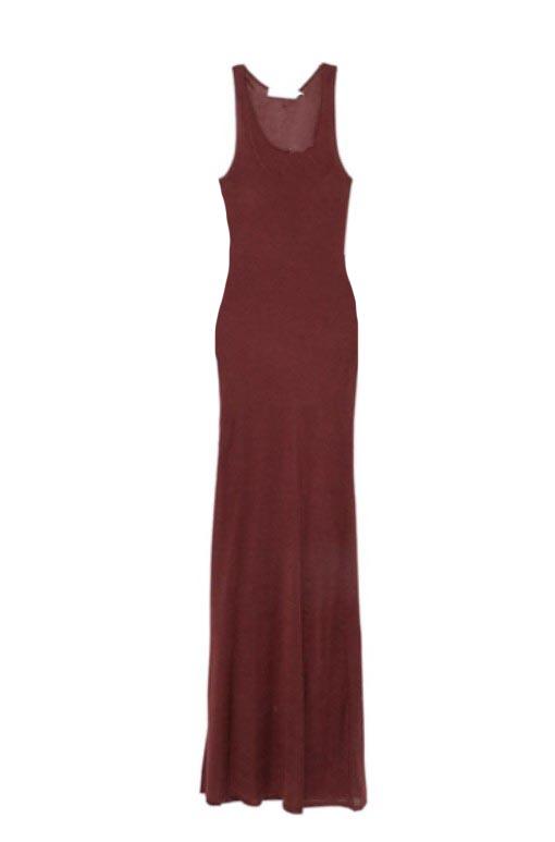 Abito lungo girocollo in marrone Aya Muse - donna 