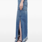 Gonna denim con vita media in blu Re/done - donna 