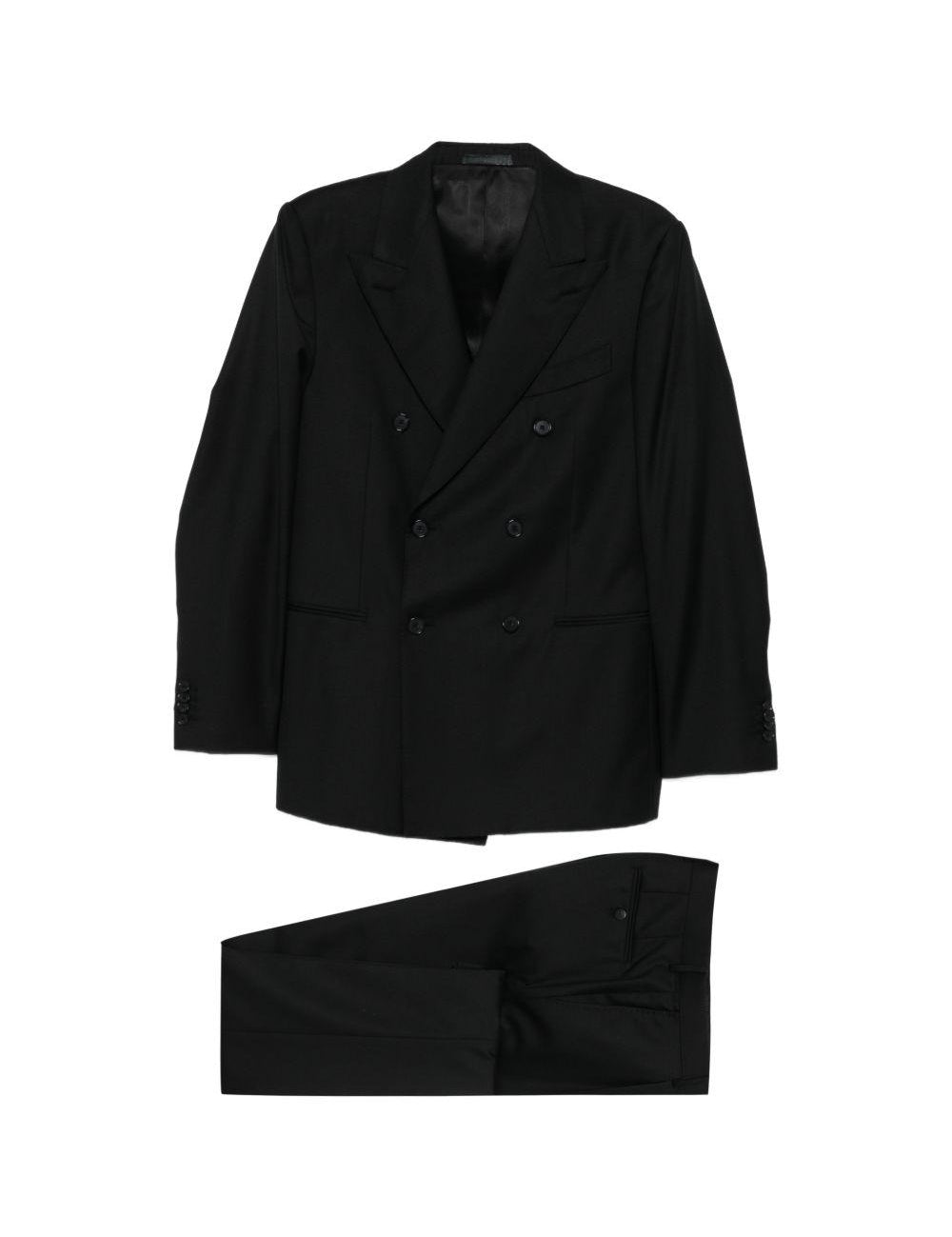 Completo doppiopetto in lana in nero Caruso - uomo 