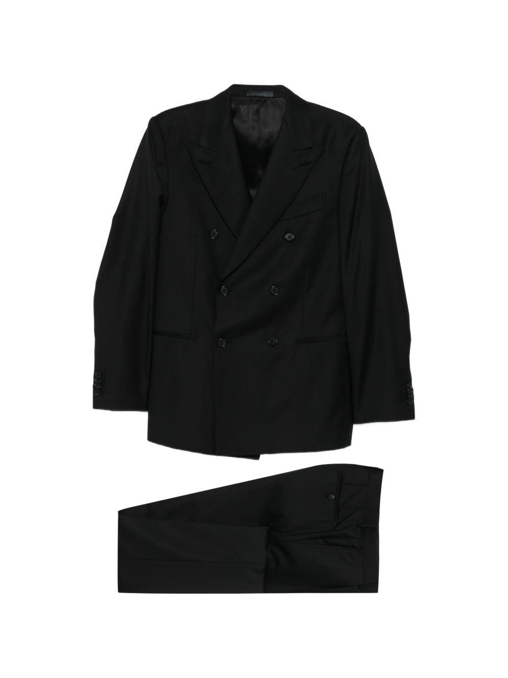 Completo doppiopetto in lana in nero Caruso - uomo 