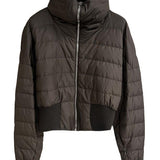 Giacca crop trapuntata in marrone Rick Owens x Moncler - unisex<BR/> 