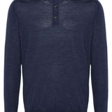 Polo a maniche lunghe in blu Caruso - uomo 