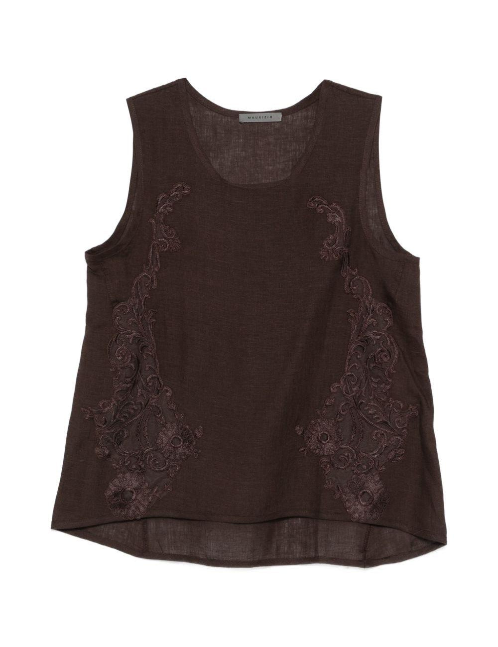 CANOTTE con ricamo in marrone Maurizio - donna 
