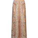 Pantaloni Roselight in seta floreale rosa 