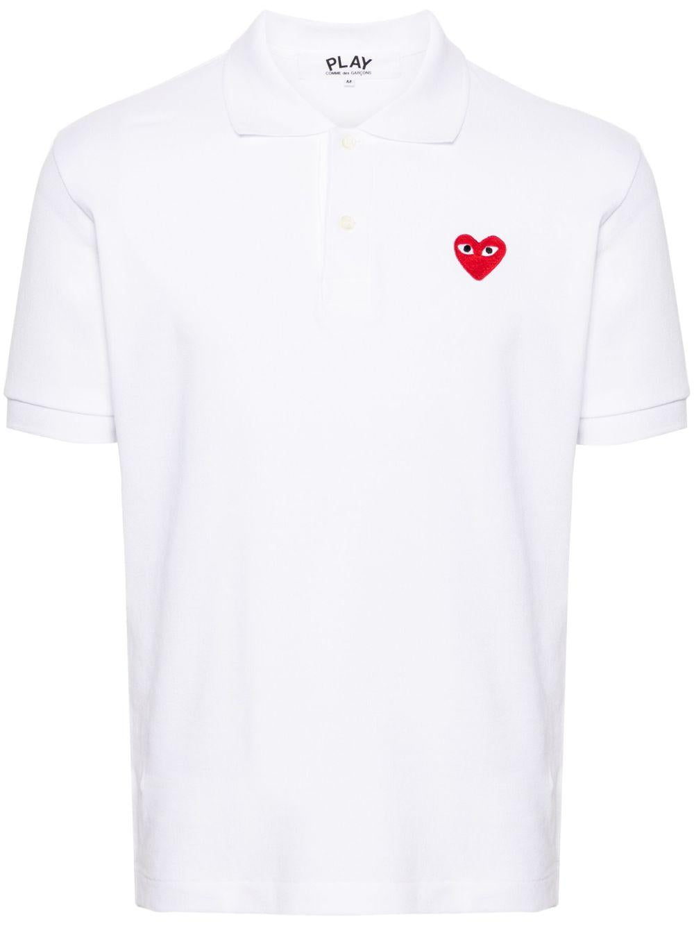 Polo con applicazione in bianco Comme des garcons play - uomo 
