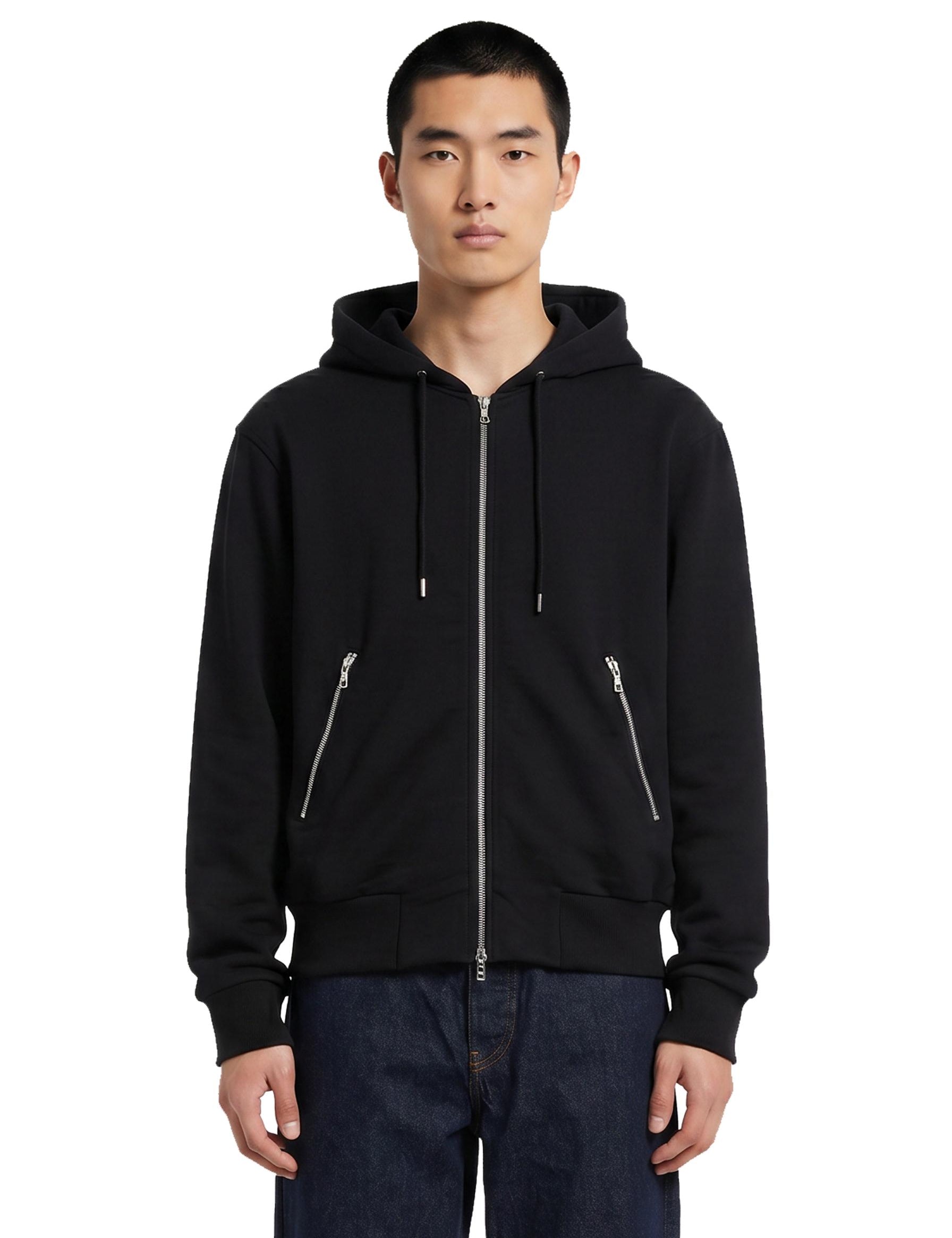 Felpa con cappuccio e zip nera 
