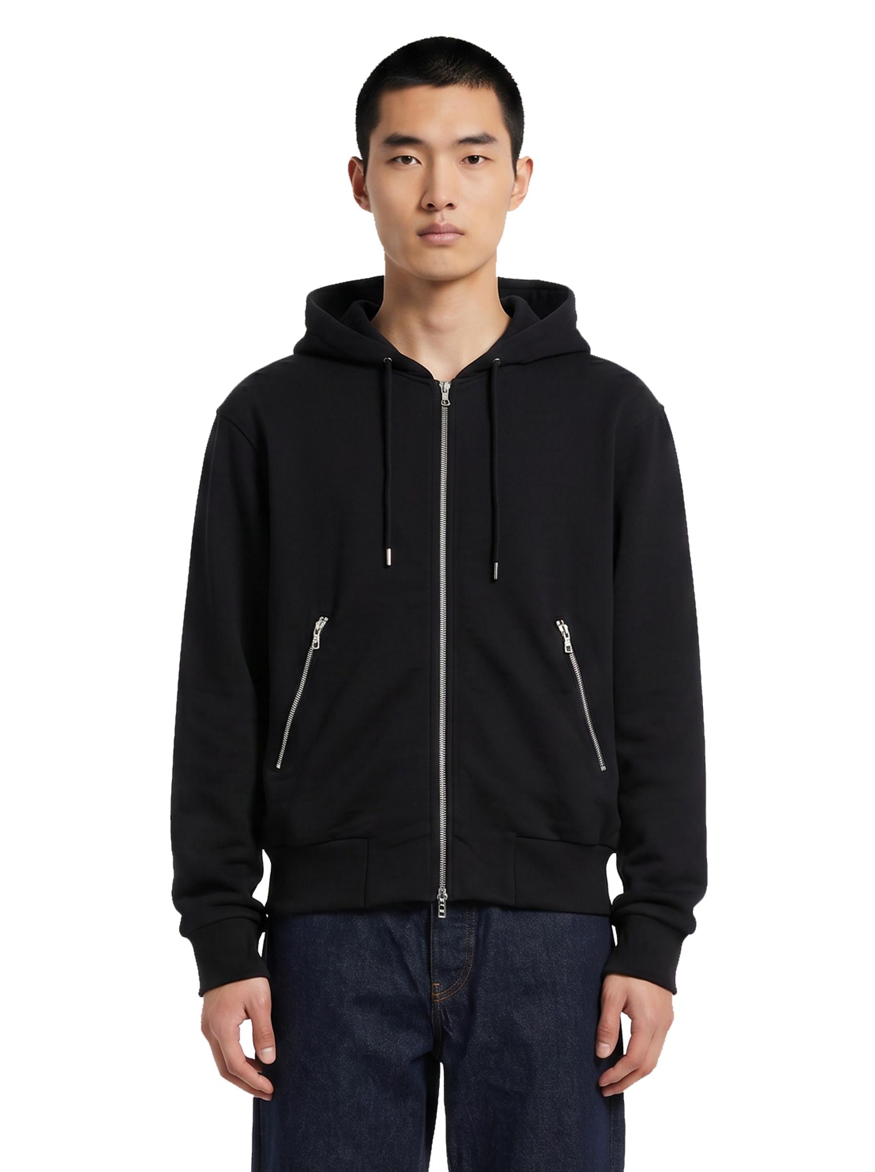 Felpa con cappuccio e zip nera 