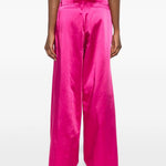 Pantaloni a gamba larga con design satinato penn in rosa Dries van noten - donna 