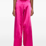 Pantaloni a gamba larga con design satinato penn in rosa Dries van noten - donna 
