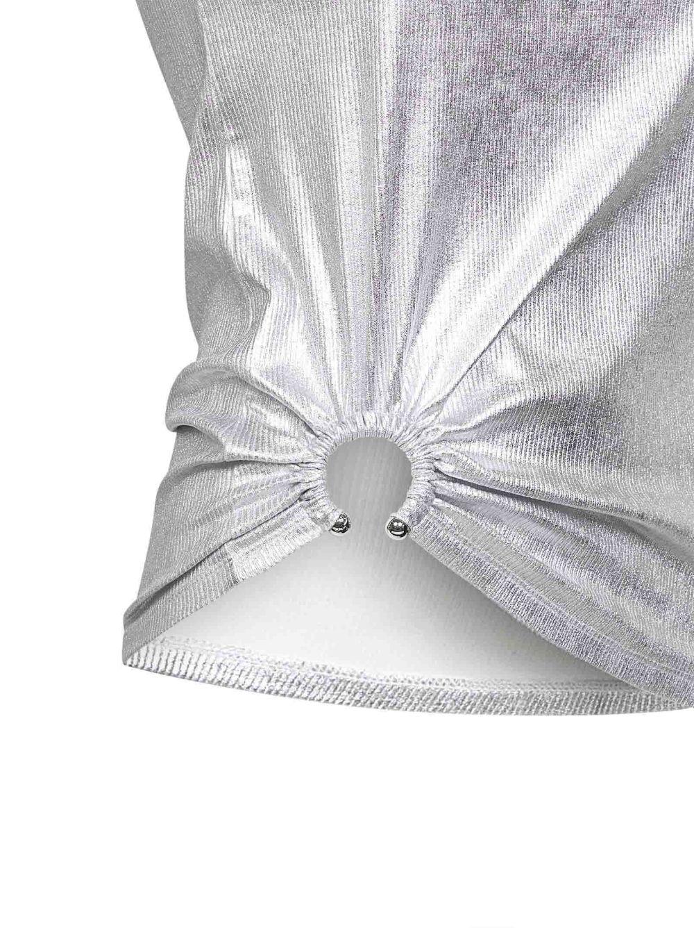 Top con orlo asmmetrico in argento Rabanne - donna 