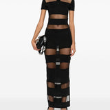 Abito polo semi trasparente a righe in nero Coperni - donna 