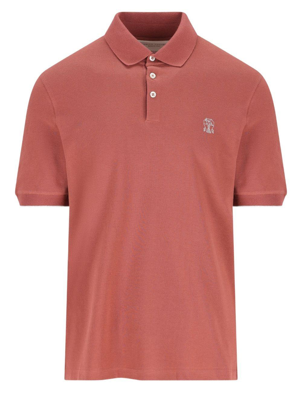 Polo con logo in rosa Brunello cucinelli - uomo 
