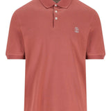 Polo con logo in rosa Brunello cucinelli - uomo 
