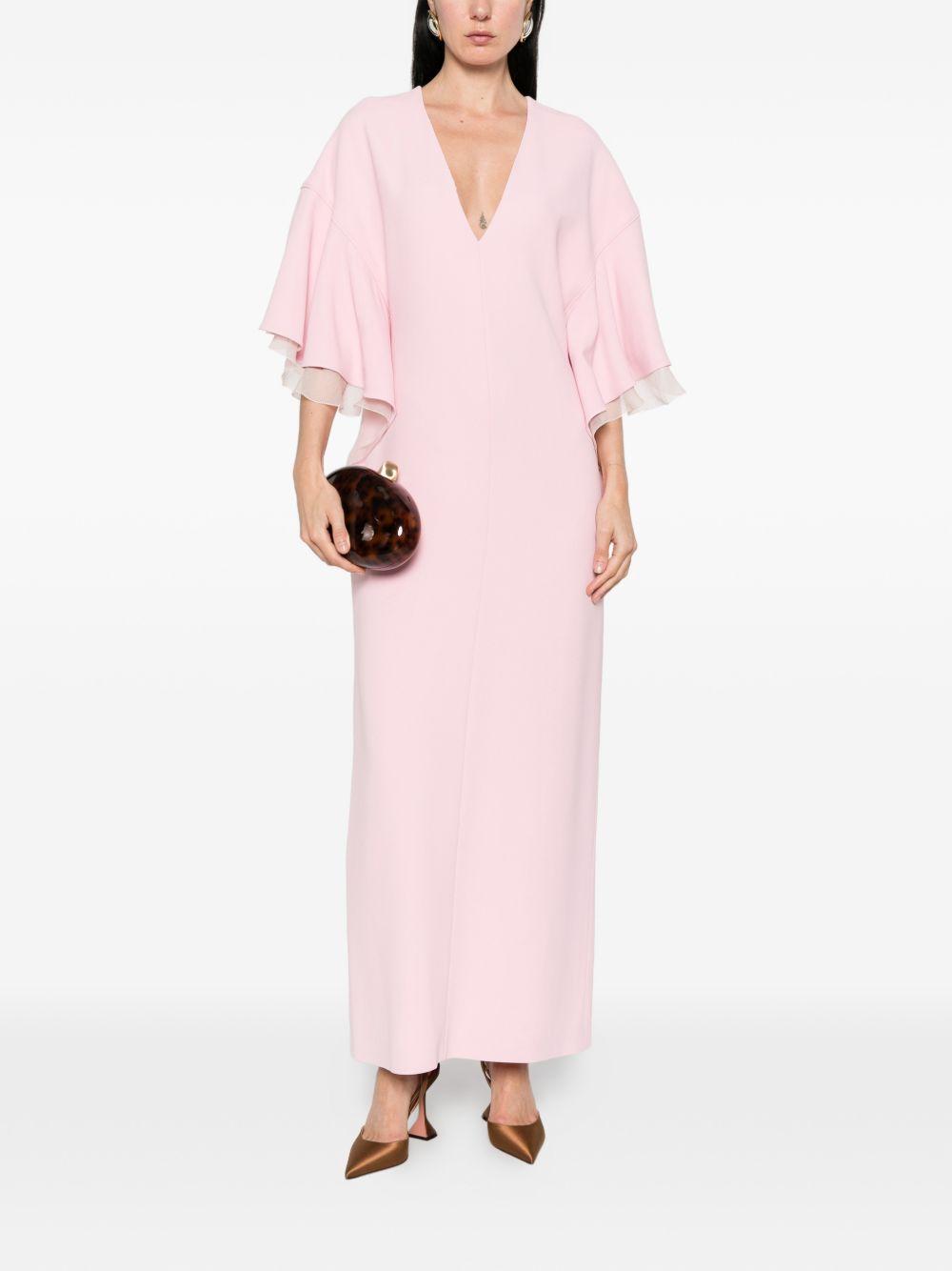 Abito lungo con scollo a V in rosa 