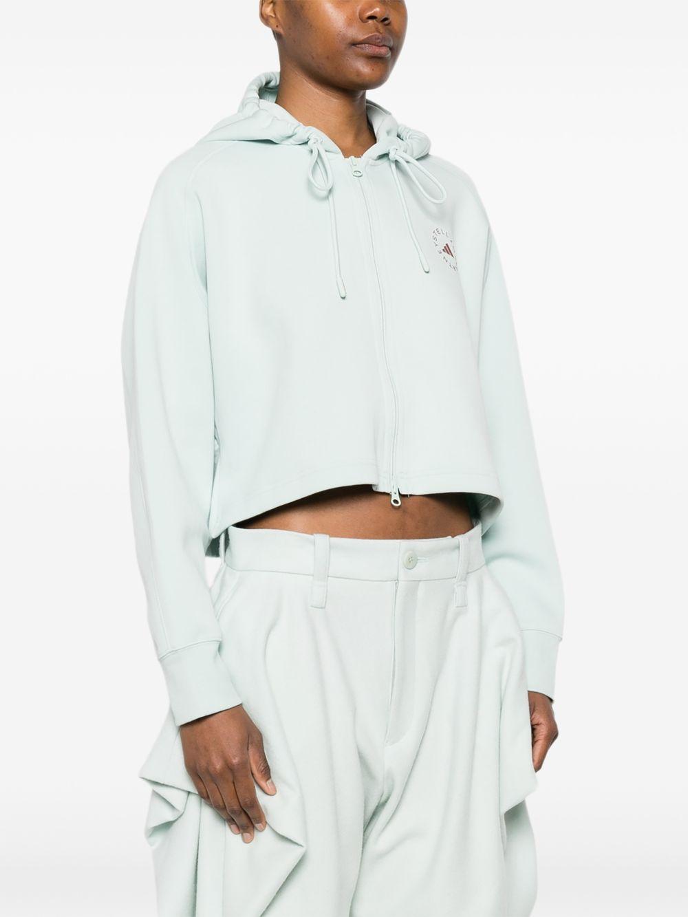 Felpa con stampa logo in verde Adidas by stella mc cartney - donna 