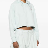 Felpa con stampa logo in verde Adidas by stella mc cartney - donna 