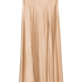 Gonna lunga in raso in beige 