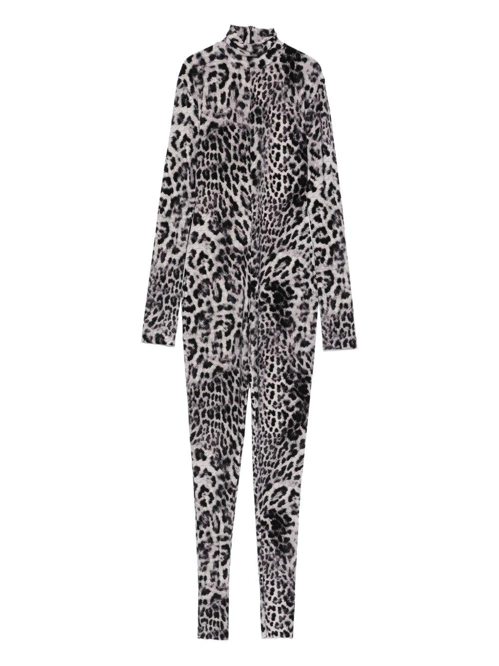 Tuta a collo alto con stampa leopardata in grigio Norma kamali - donna 