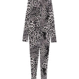Tuta a collo alto con stampa leopardata in grigio Norma kamali - donna 