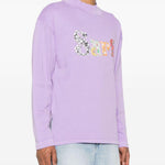 T-shirt con ricamo in viola - uomo 