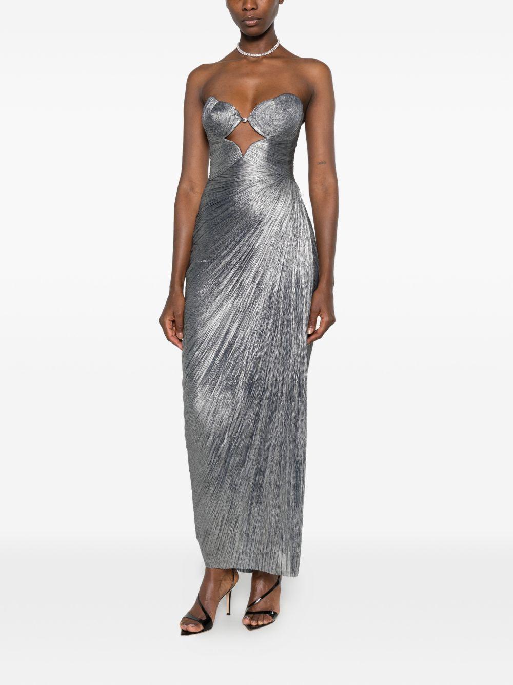 Abito maxi plisse amisha in argento Maria lucia hohan - donna 