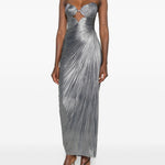 Abito maxi plisse amisha in argento Maria lucia hohan - donna 