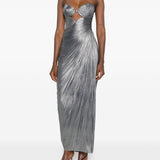 Abito maxi plisse amisha in argento Maria lucia hohan - donna 