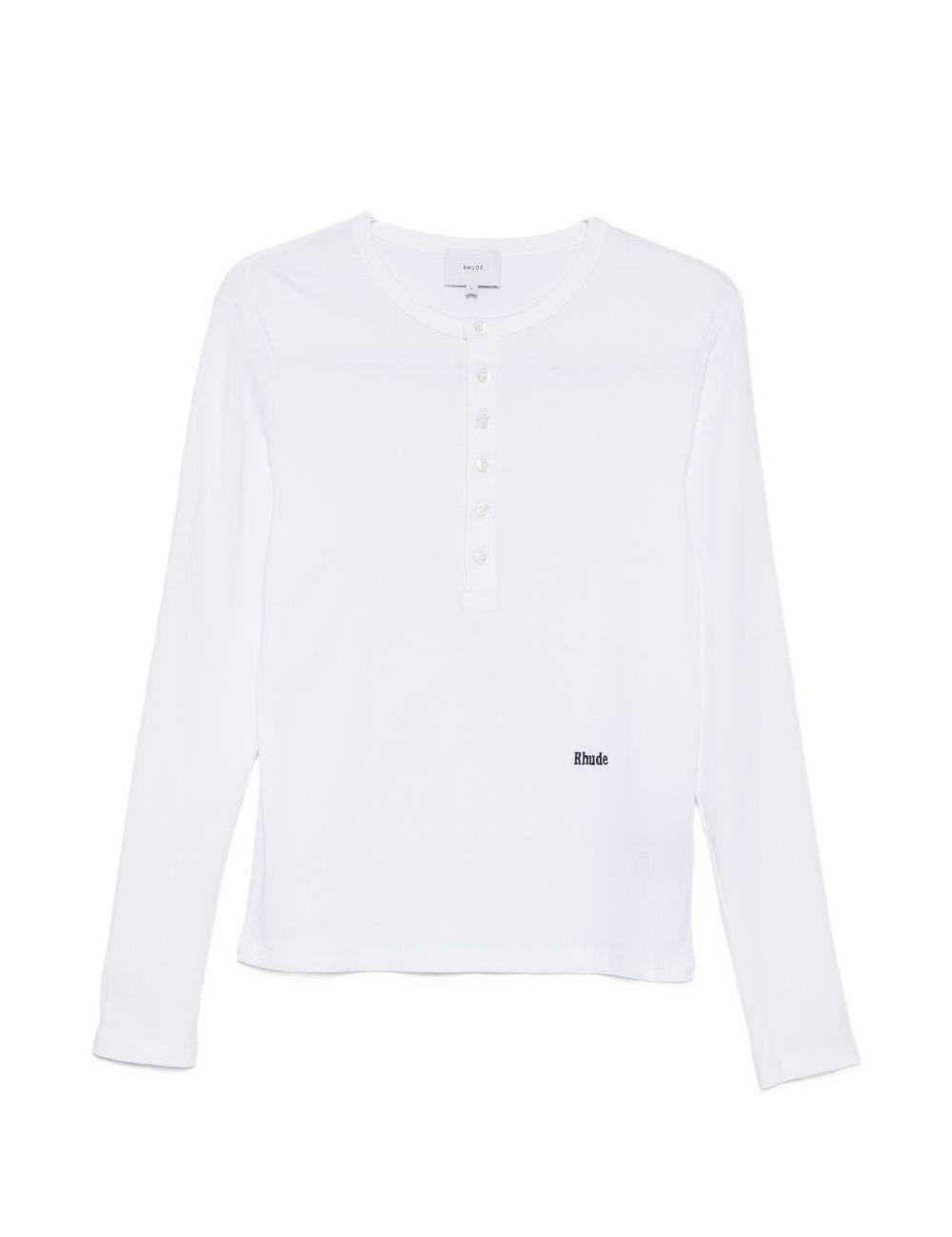 T-shirt a maniche lunghe con bottoni in bianco Rhude - uomo 