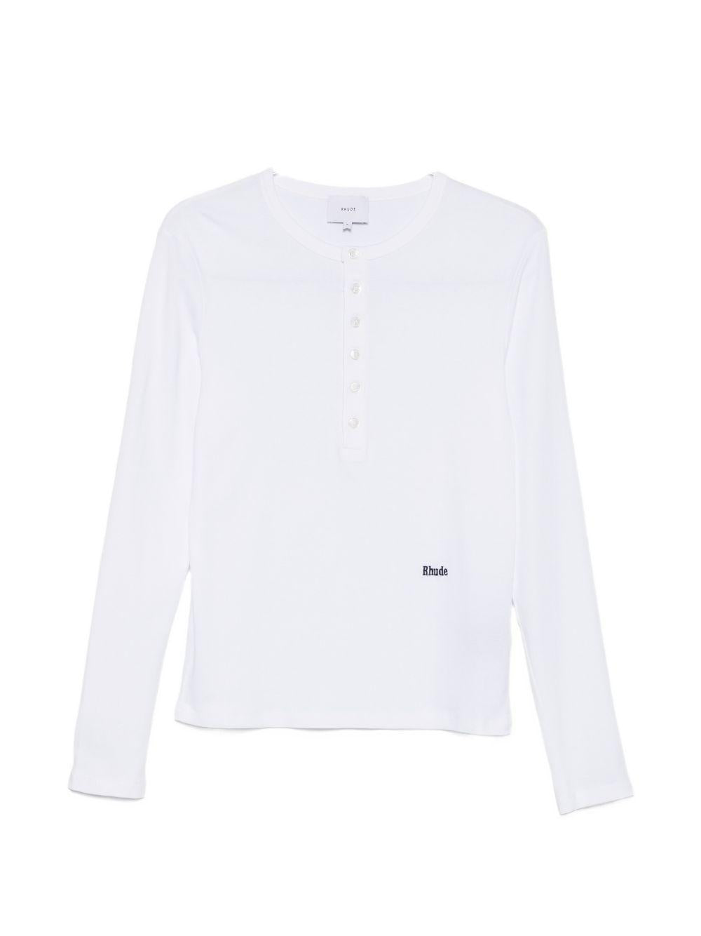 T-shirt a maniche lunghe con bottoni in bianco Rhude - uomo 