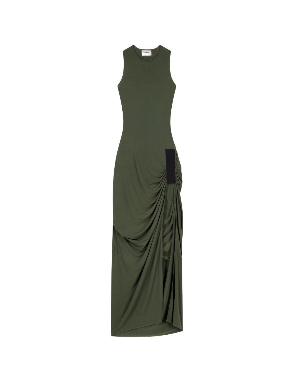 Abito lungo drappeggiato in verde militare Coperni - donna 