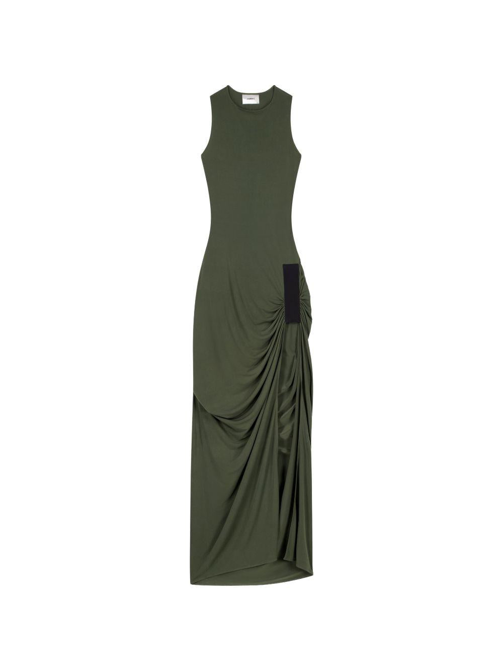 Abito lungo drappeggiato in verde militare Coperni - donna 