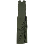 Abito lungo drappeggiato in verde militare Coperni - donna 
