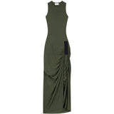 Abito lungo drappeggiato in verde militare Coperni - donna 