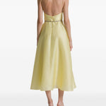 Abito midi con spalline sottili in giallo 