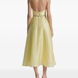 Abito midi con spalline sottili in giallo 