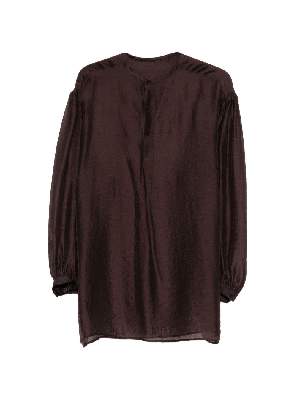 Camicia girocollo in marrone Yohji yamamoto - uomo 