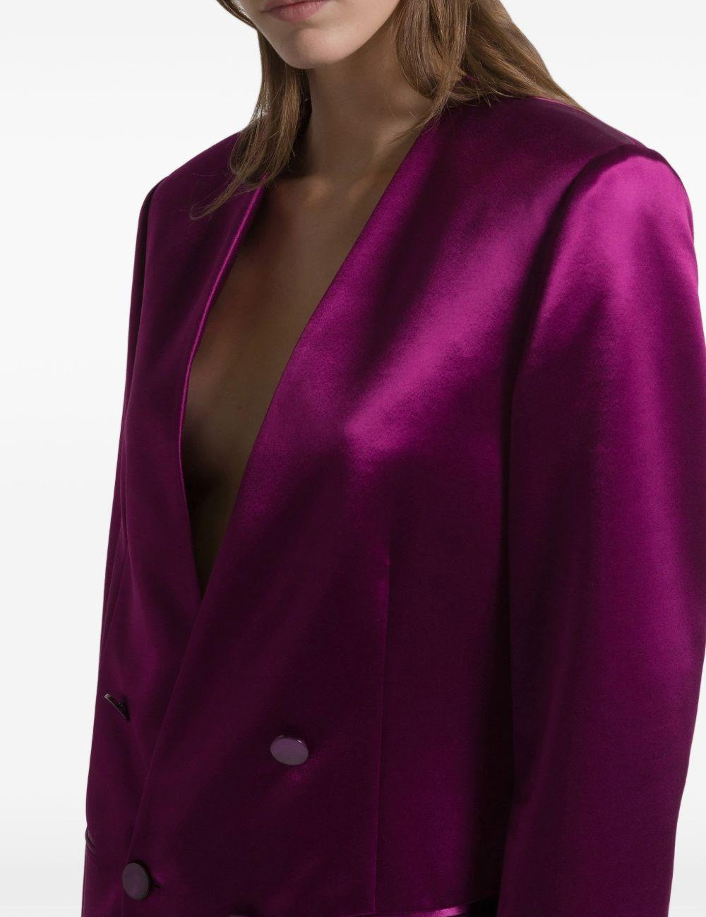Giacca doppiopetto satinata in viola Alberta Ferretti - donna 