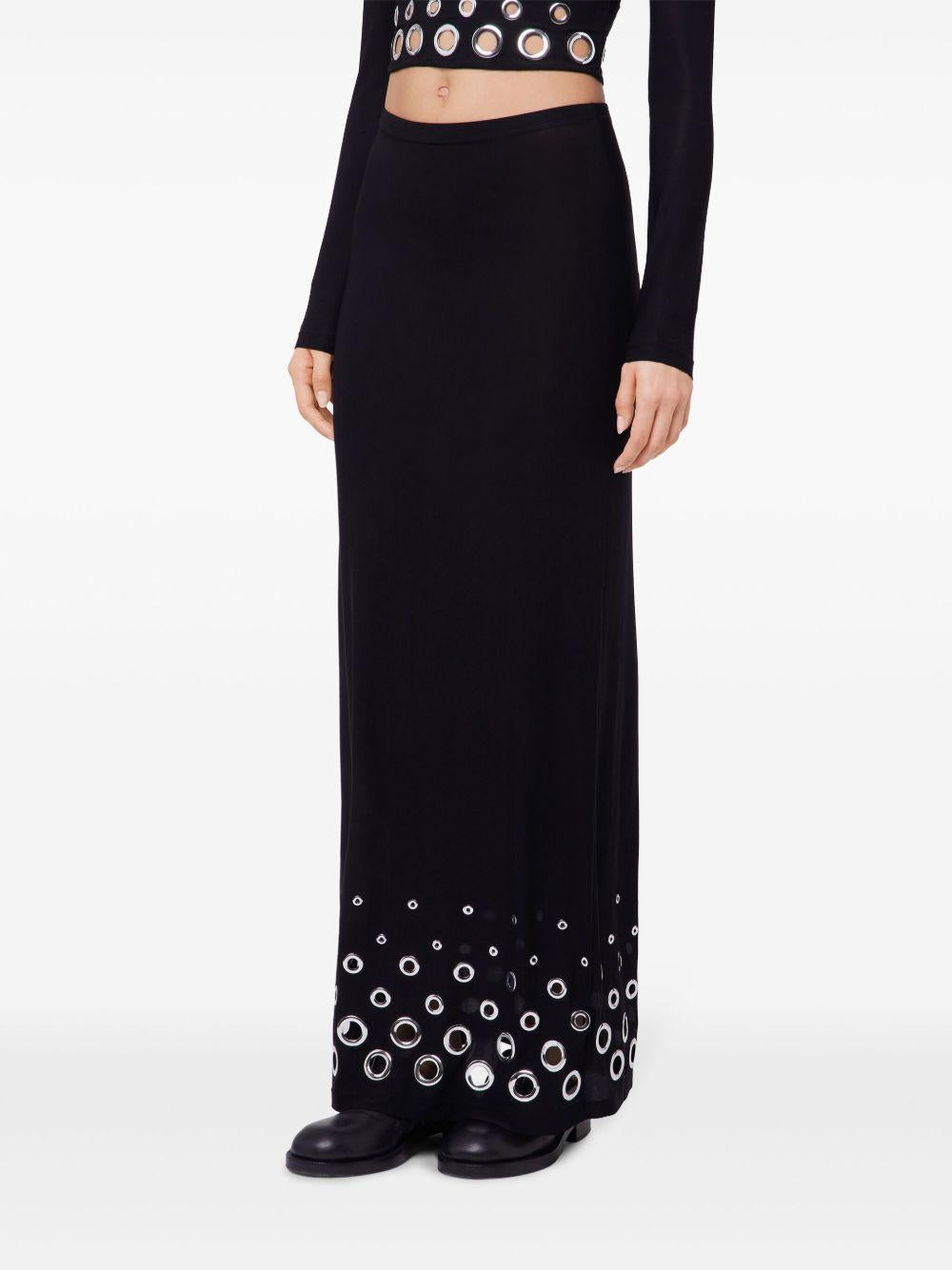 Gonna lunga con occhielli in nero Rabanne - donna 