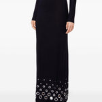Gonna lunga con occhielli in nero Rabanne - donna 