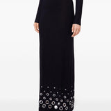 Gonna lunga con occhielli in nero Rabanne - donna 