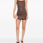 Mini abito con borchie in marrone Oséree - donna 