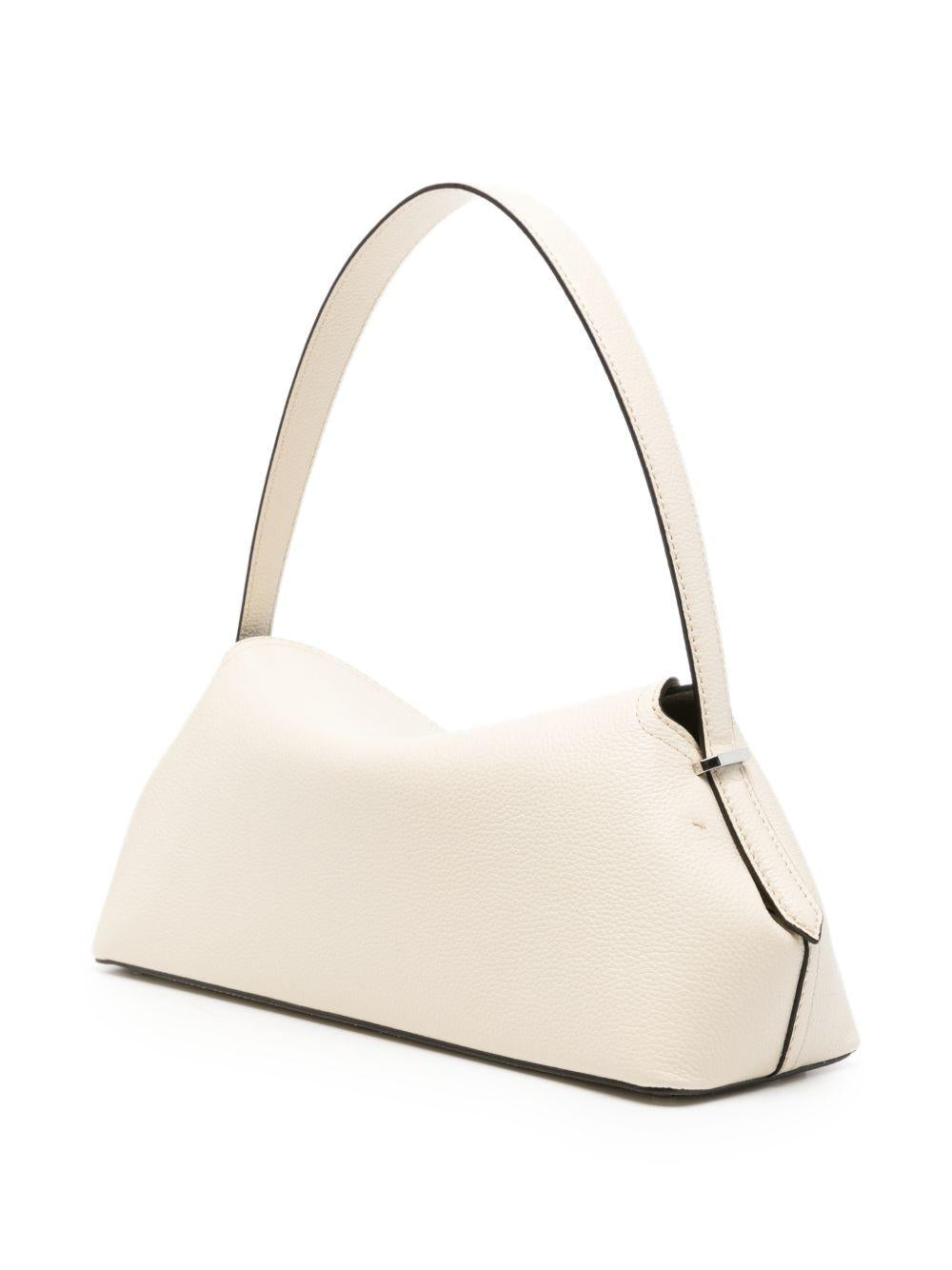 Borsa in pelle con chiusura a T in avorio 