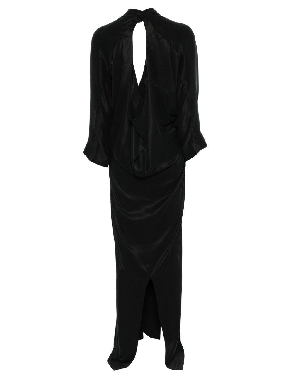 Abito lungo con finitura satinata in nero Remain - donna 