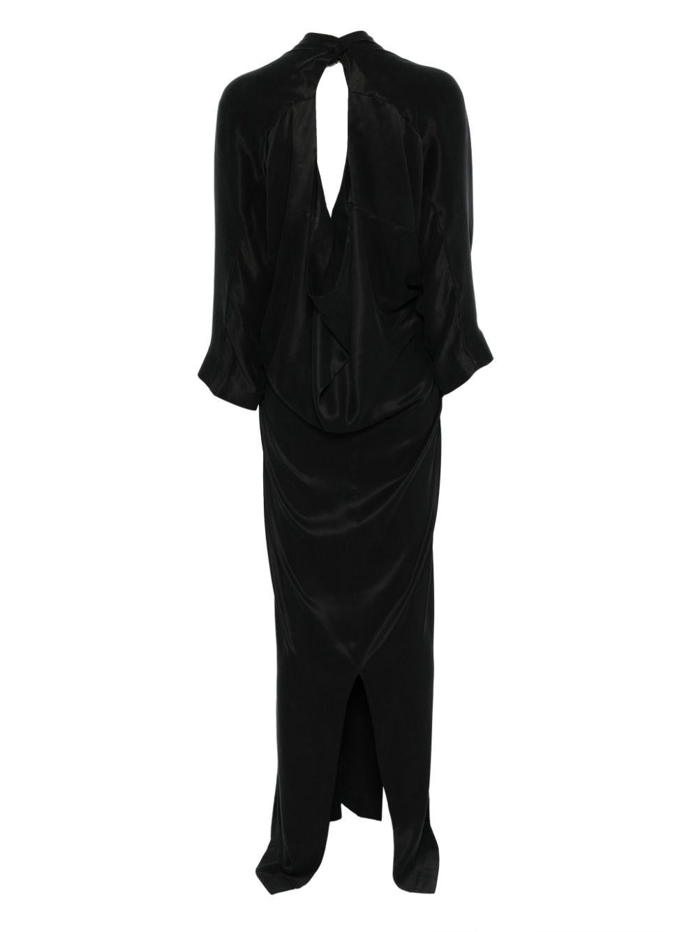 Abito lungo con finitura satinata in nero Remain - donna 